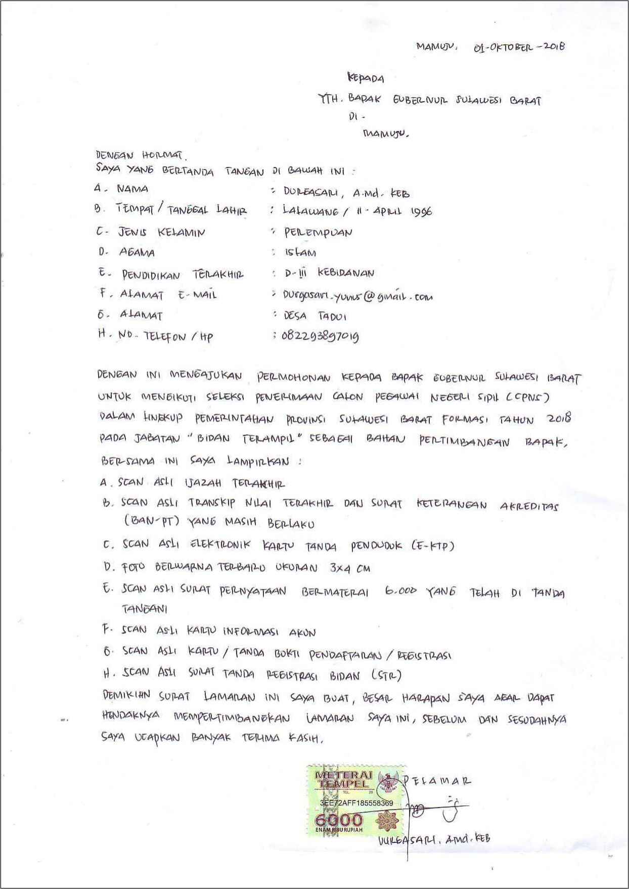 Contoh Surat Lamaran Staff Keuangan