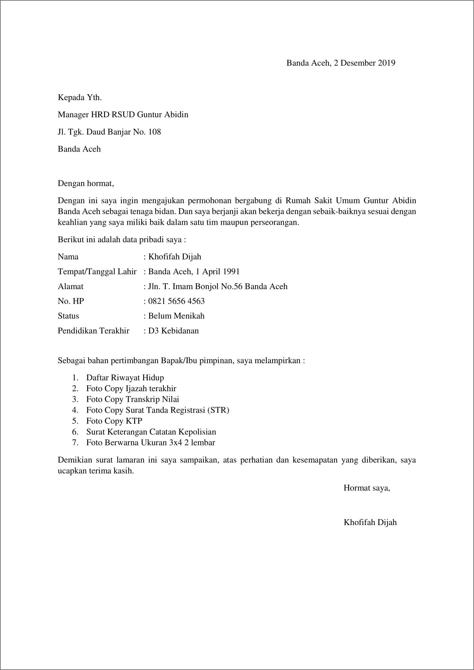 Contoh Surat Lamaran Supir Toko