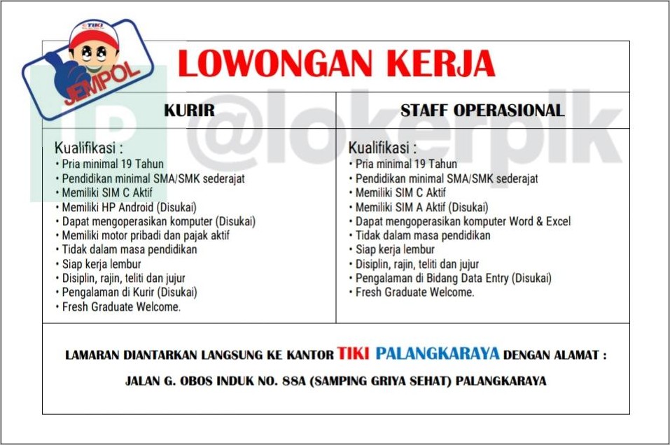 Contoh Surat Lamaran Tiki