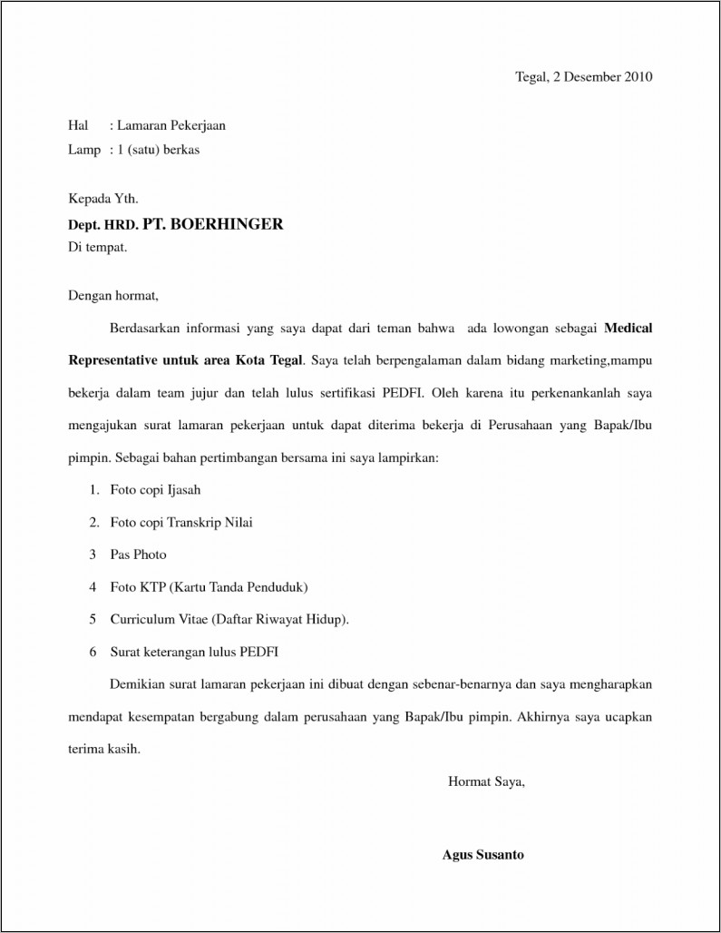 Contoh Surat Lamaran Untuk Cpns Pekerja Sosial