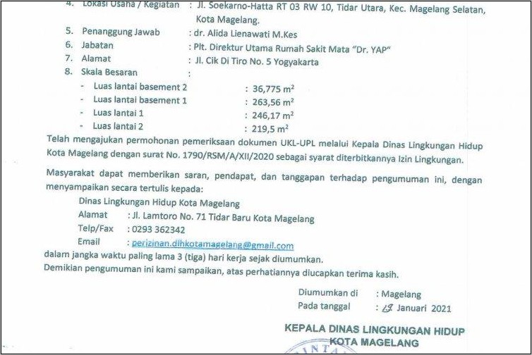 Contoh Surat Lamaran Untuk Dinas Lingkungan Hidup