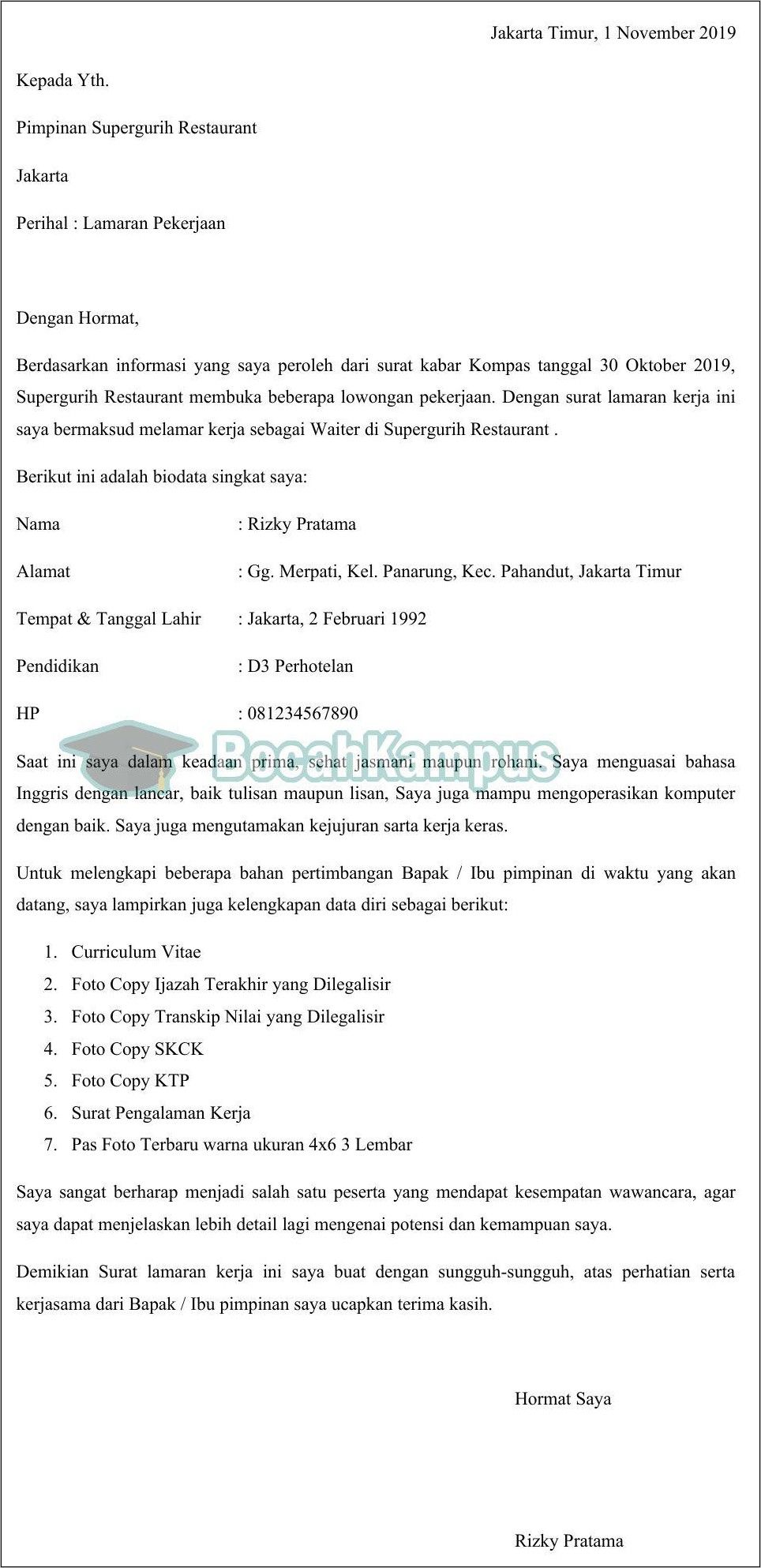 Contoh Surat Lamaran Untuk Kerja Desain