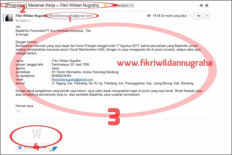 Contoh Surat Lamaran Via Email Beserta Lampirannya Lewat Hp