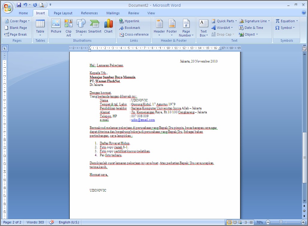 Contoh Surat Lamaran Via Email Yang Baik