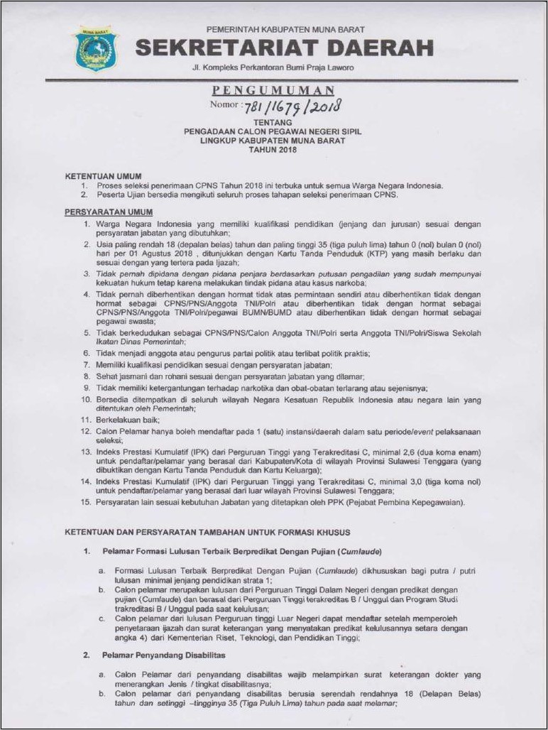 Contoh Surat Lamaran Yg Ditujukan Ke Pejabat Pembina Kepegawaian Pusat
