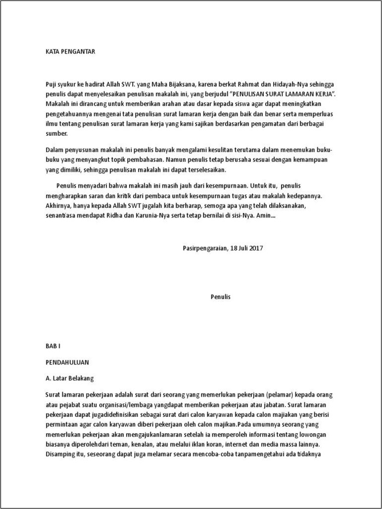 Contoh Surat Lamaran Yg Mengagumi