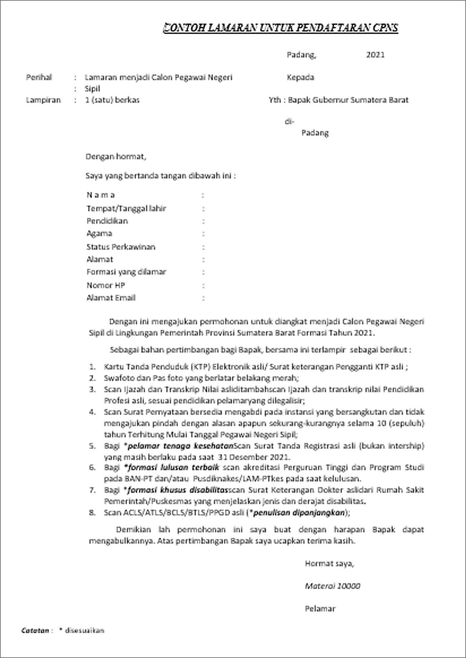 Contoh Surat Lapiran Kerja
