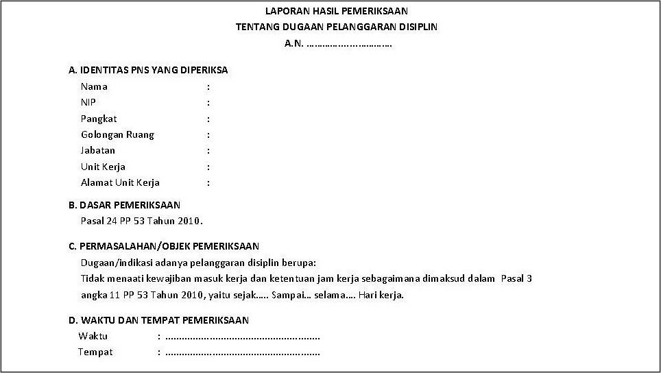 Contoh Surat Laporan Hasil Pekerjaan