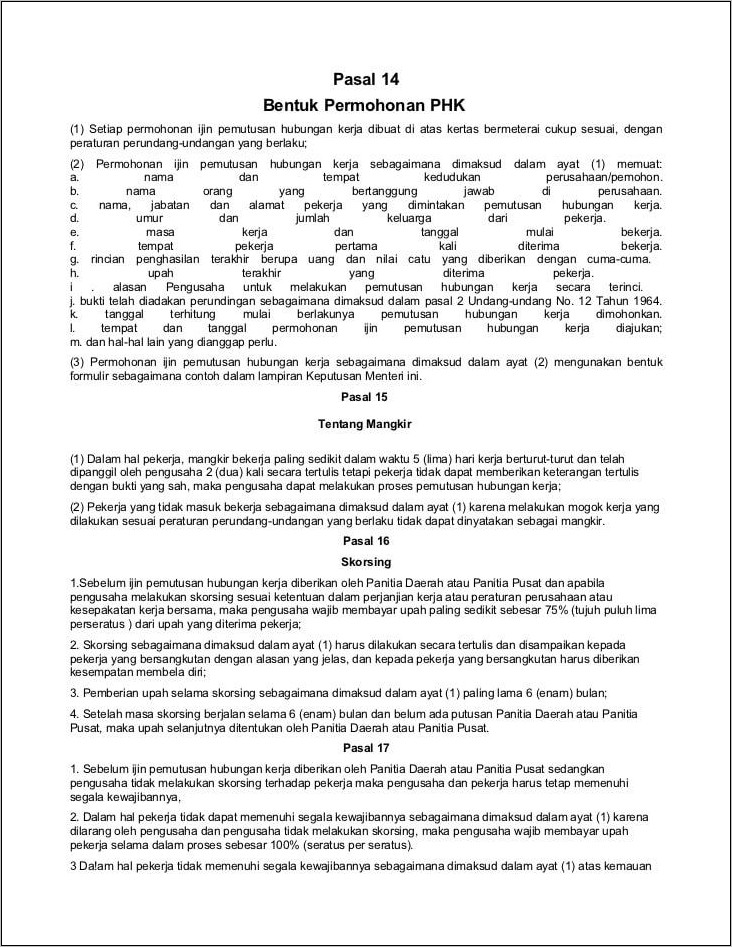 Contoh Surat Memutuskan Kontrak Kerja