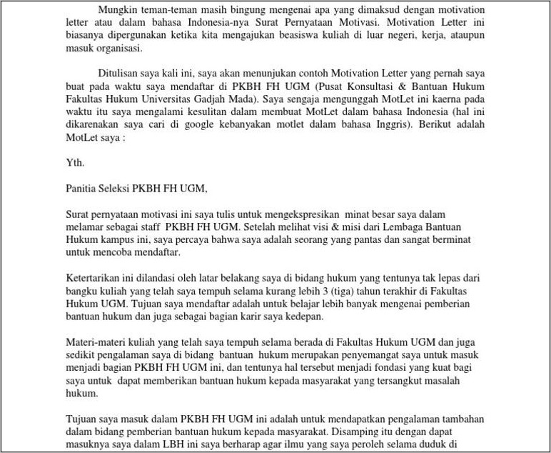 Contoh Surat Motivasi Melamar Kerja Bank