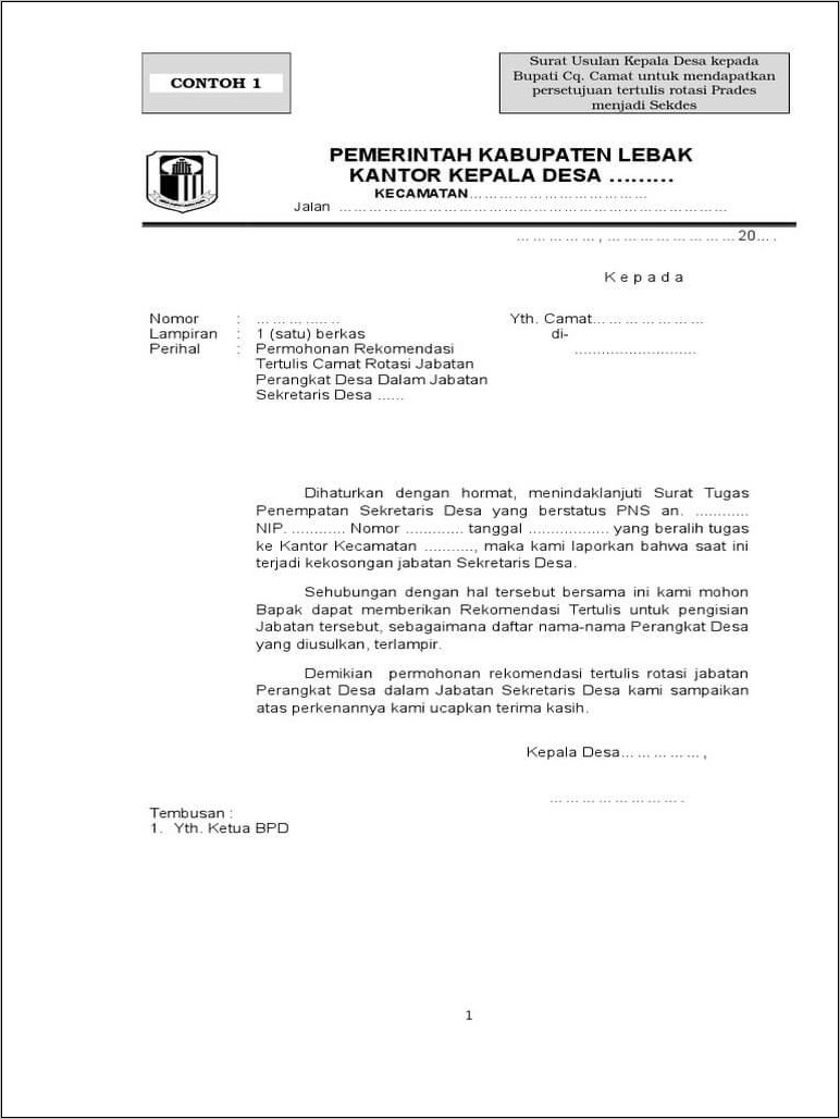Contoh Surat Mutas Kerja 2015
