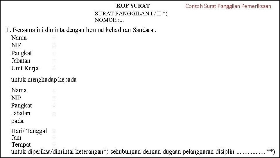 Contoh Surat Panggilan Kerja 1 Dan 2