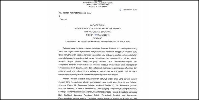 Contoh Surat Panggilan Kerja Kabinet Menteri
