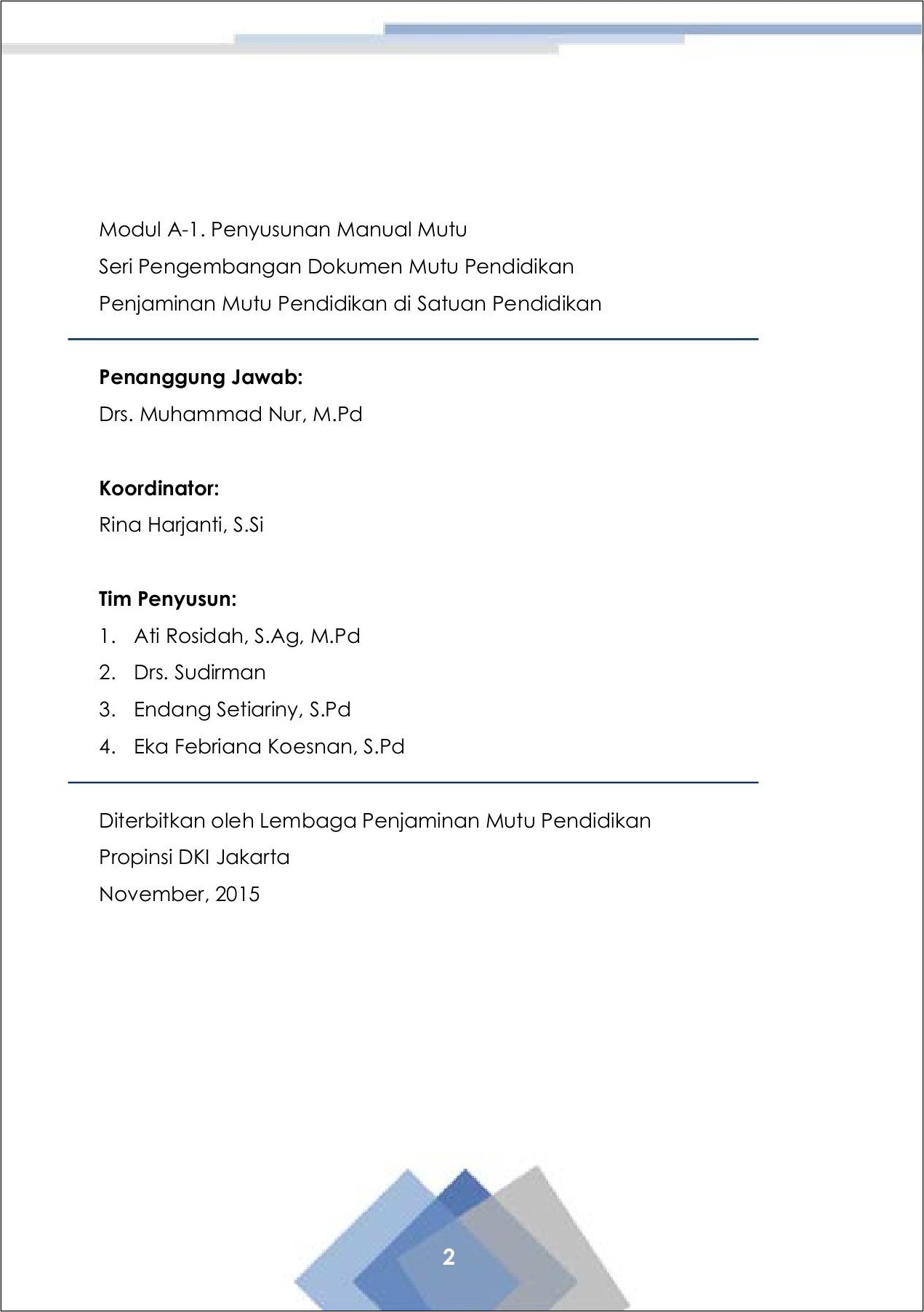 Contoh Surat Pedoman Mutu Dan Prosedur Kerja Yang Disahkan