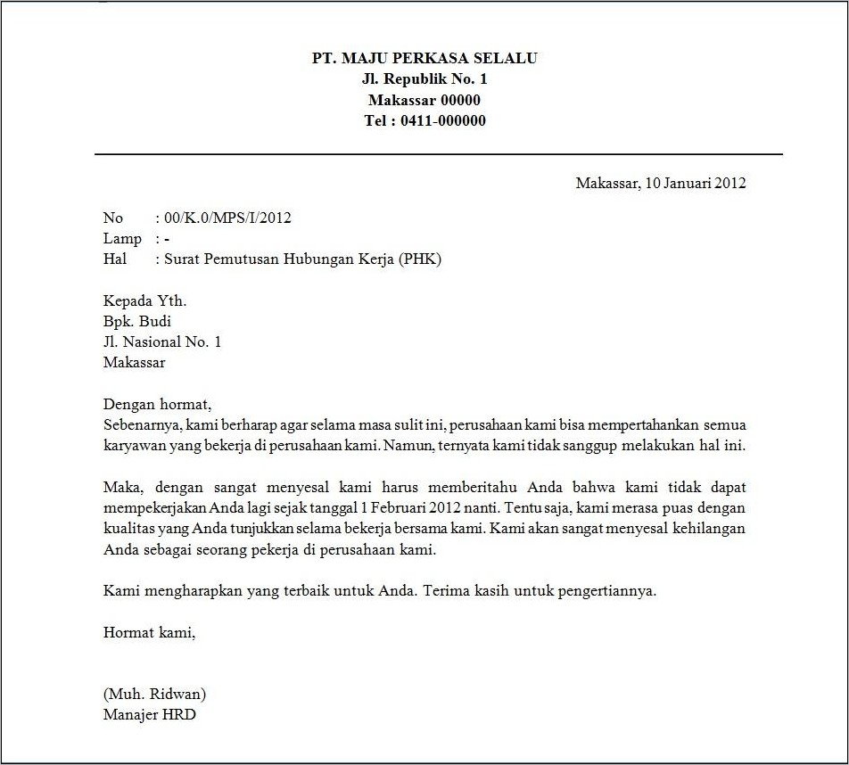 Contoh Surat Pembatalan Kerja Sama Bpn Ri