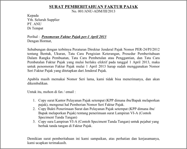 Contoh Surat Pembatalan Perjanjian Kerja Sama