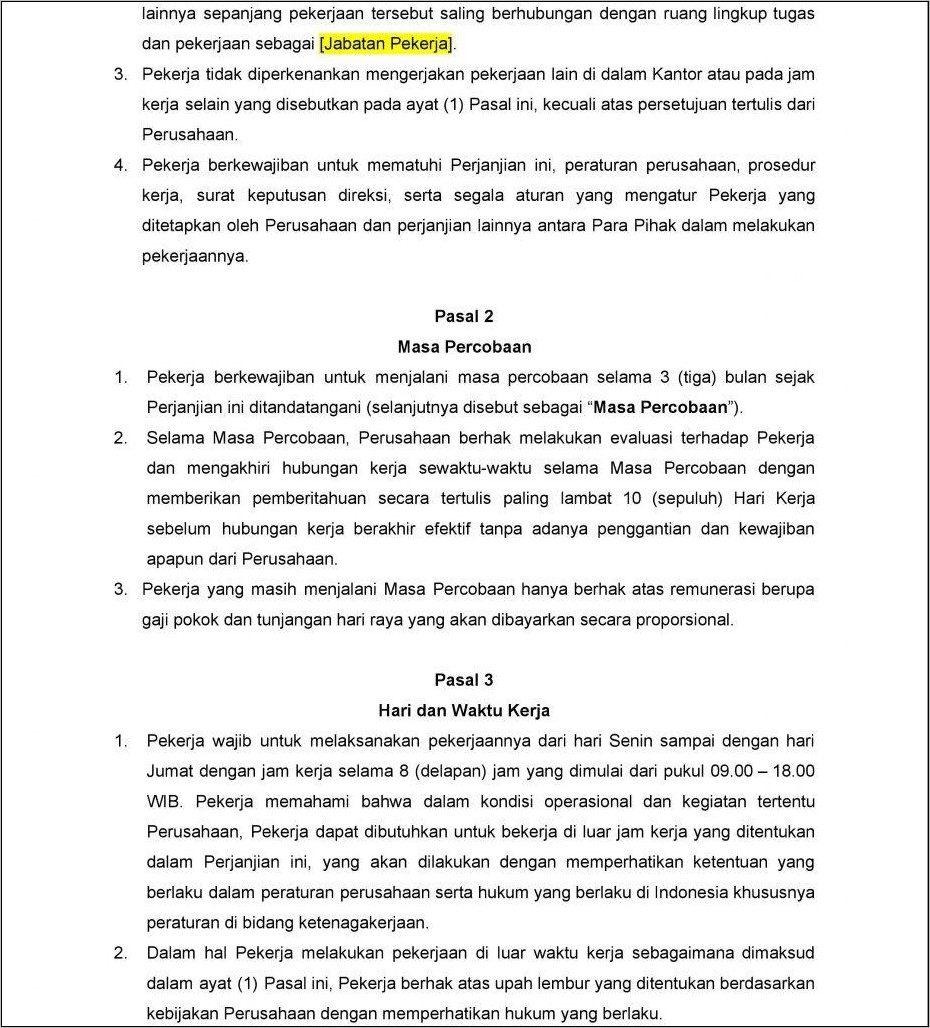 Contoh Surat Pembatalan Subkontrak Pekerjaan