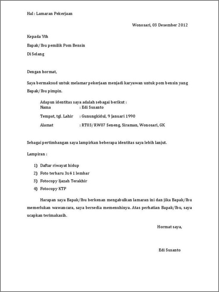 Contoh Surat Pemberhatian Kerja Dari Pertamina