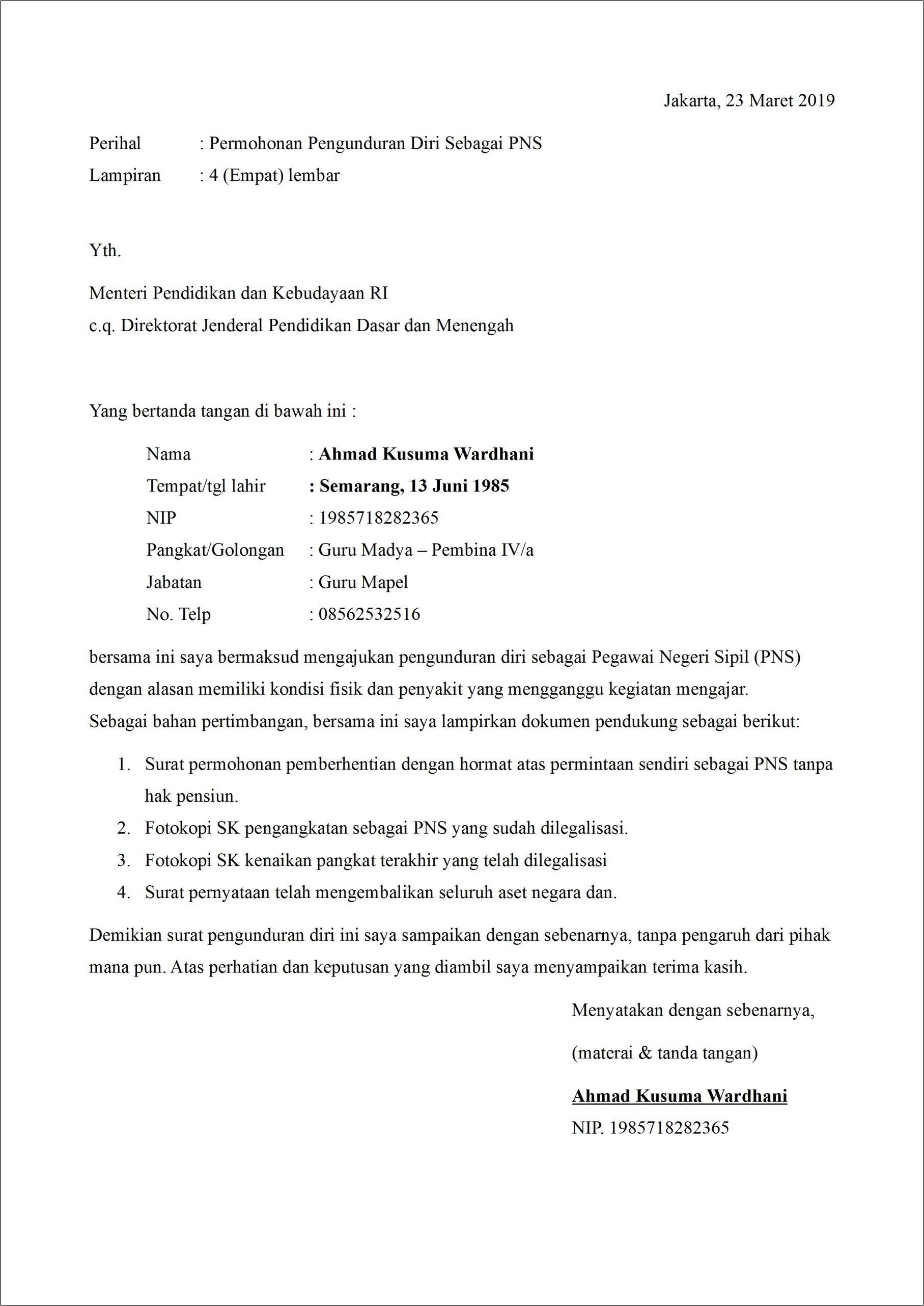 Contoh Surat Pemberhentian Kerja Guru Honorer