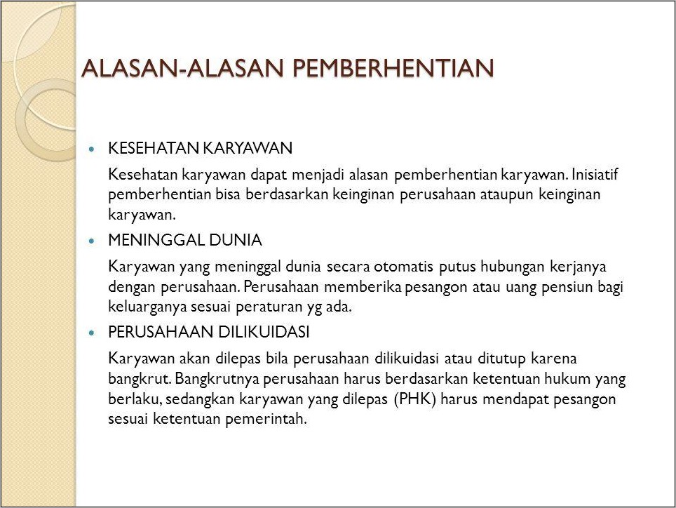 Contoh Surat Pemberhentian Kerja Karyawan Karena Karyawan Melahirkan