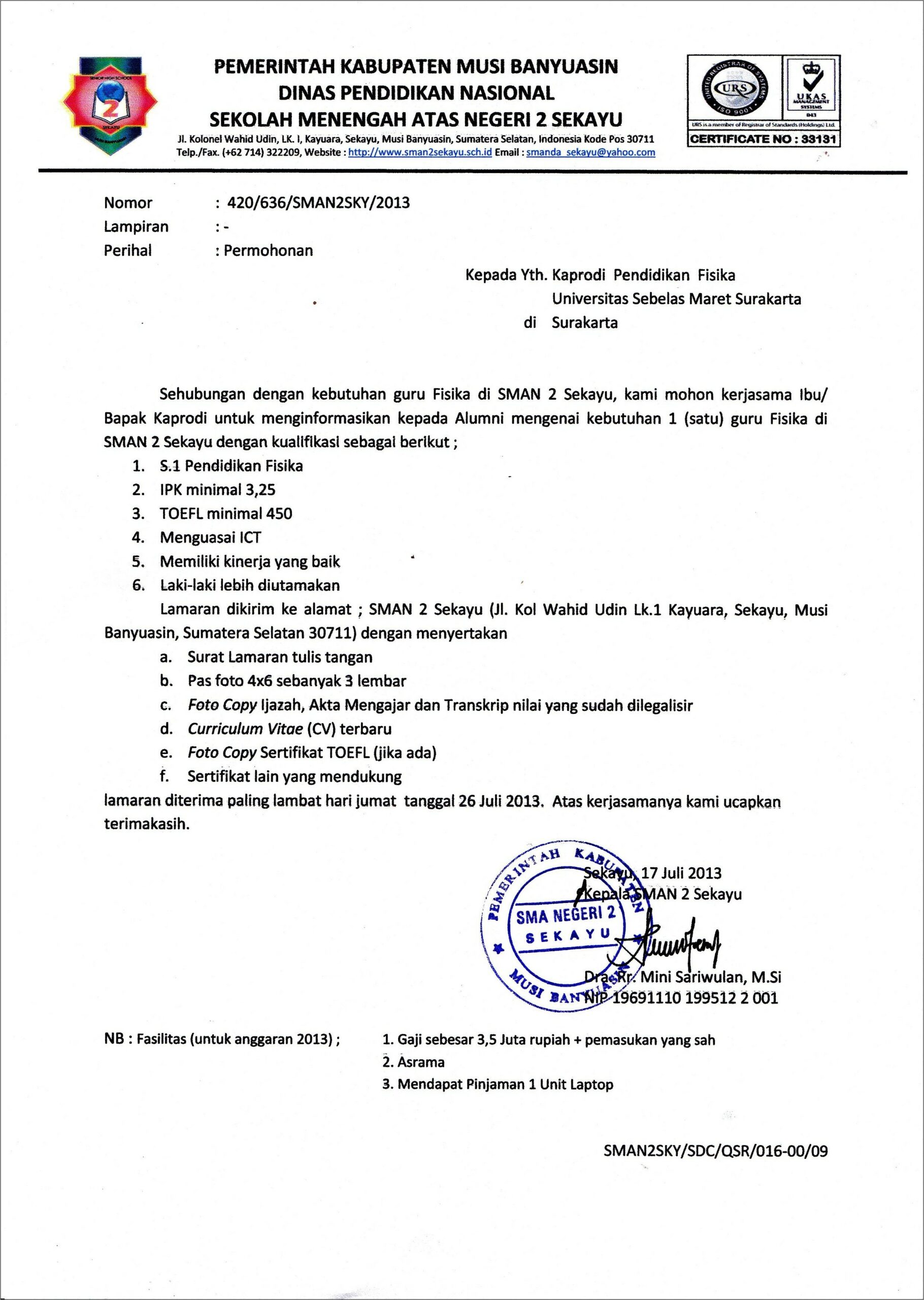 Contoh Surat Keterangan Habis Kontrak Kerja  Surat Lamaran Kerja