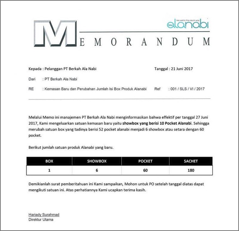 Contoh Surat Pemberitahuan Jam Kerja Karyawan Bahasa Inggris