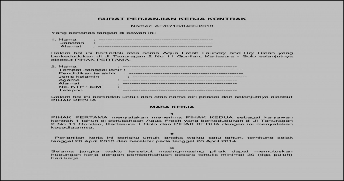 contoh surat pemberitahuan tidak diperpanjang kontrak kerja karyawan