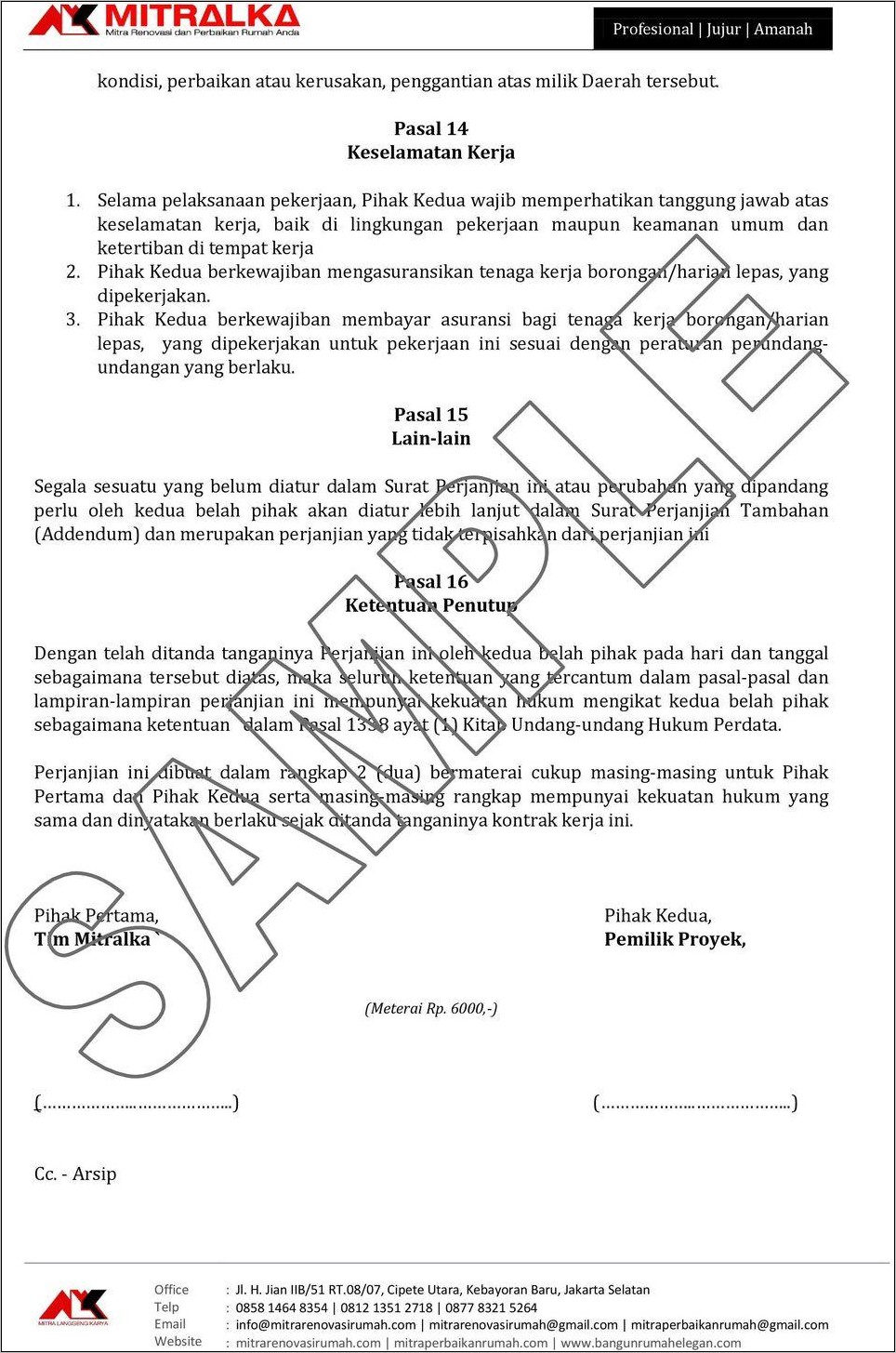 Contoh Surat Pemberitahuan Pekerjaan Proyek Tertunda