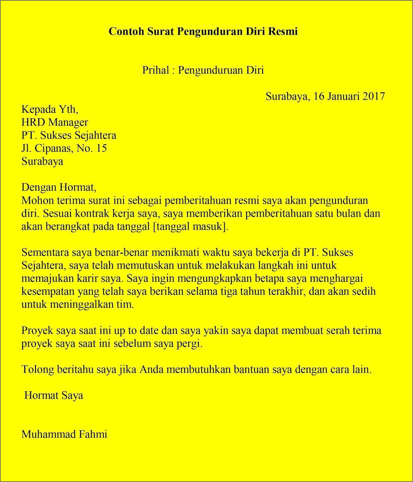 Contoh Surat Pemberitahuan Pekerjaan Proyek