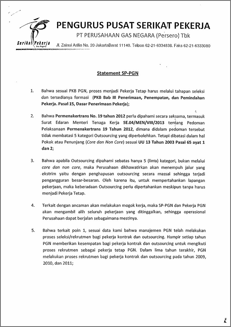 Contoh Surat Pemberitahuan Serikat Pekerja Kepada Perusahaan