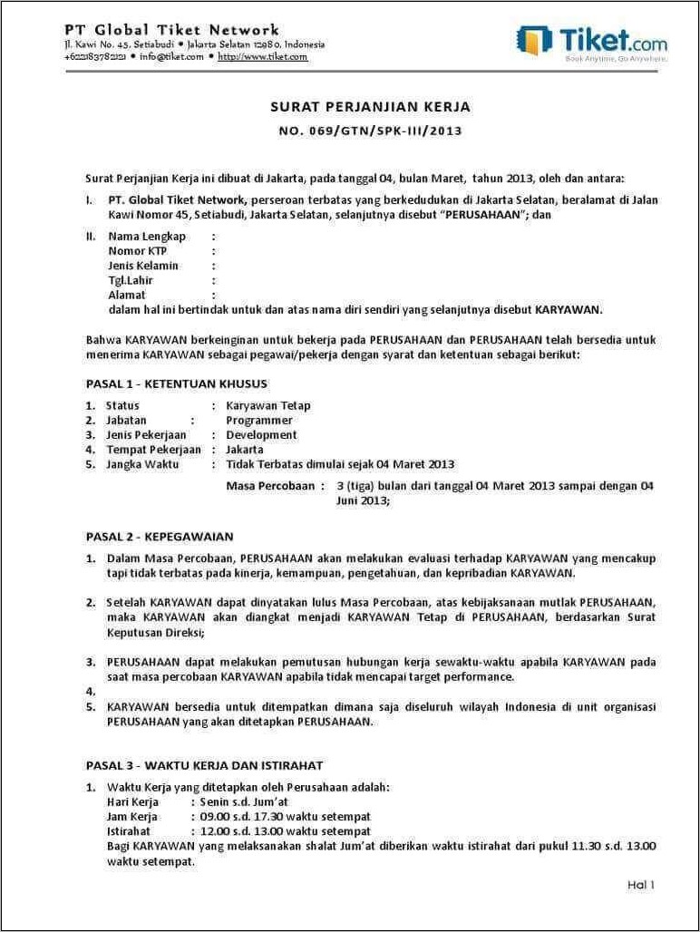 Contoh Surat Pemecatan Berhenti Kerja Doc
