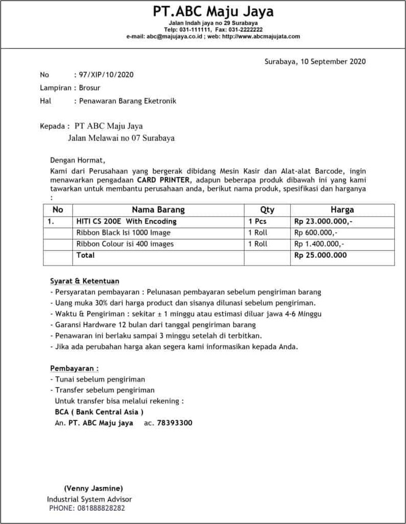 Contoh Surat Penawaran Gambar Kerja