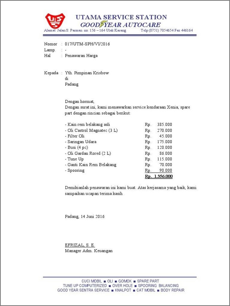 Contoh Surat Penawaran Kerja Di Bidang Pendidikan