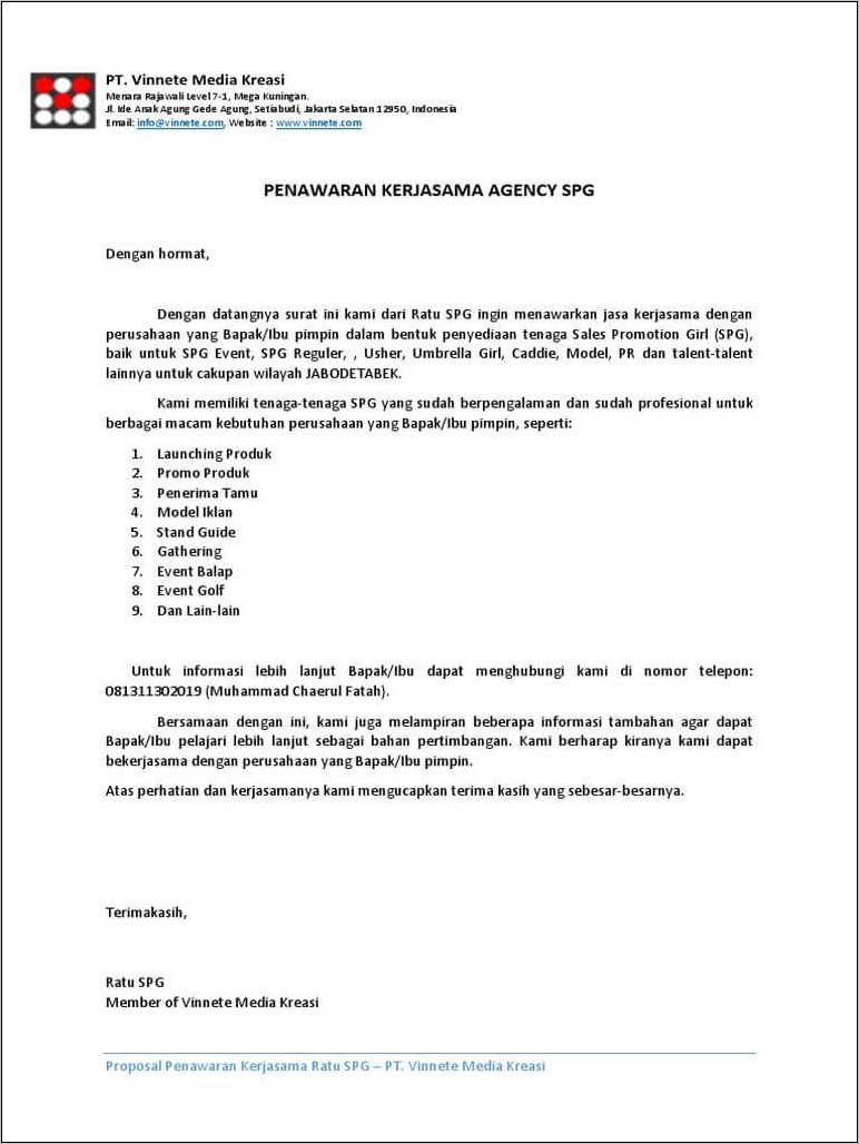 Contoh Surat Penawaran Kerja Gorden 2017