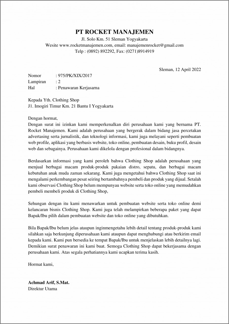 Contoh Surat Penawaran Kerja Palsu