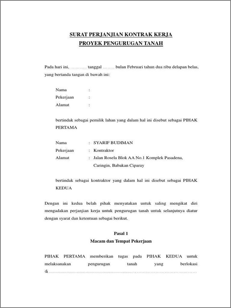 Contoh Surat Penawaran Pekerjaan Urugan Tanah