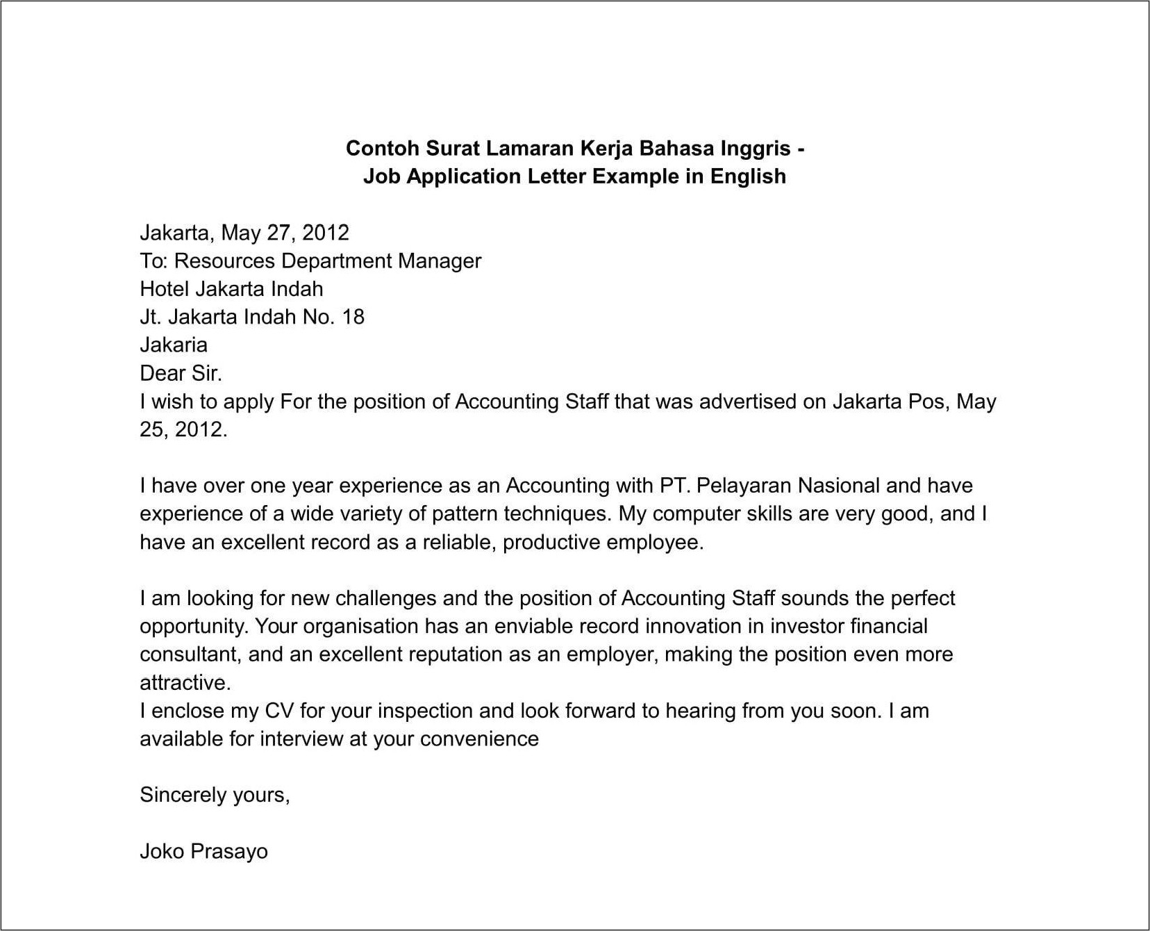 Contoh Surat Pengalaman Kerja Di Matahari