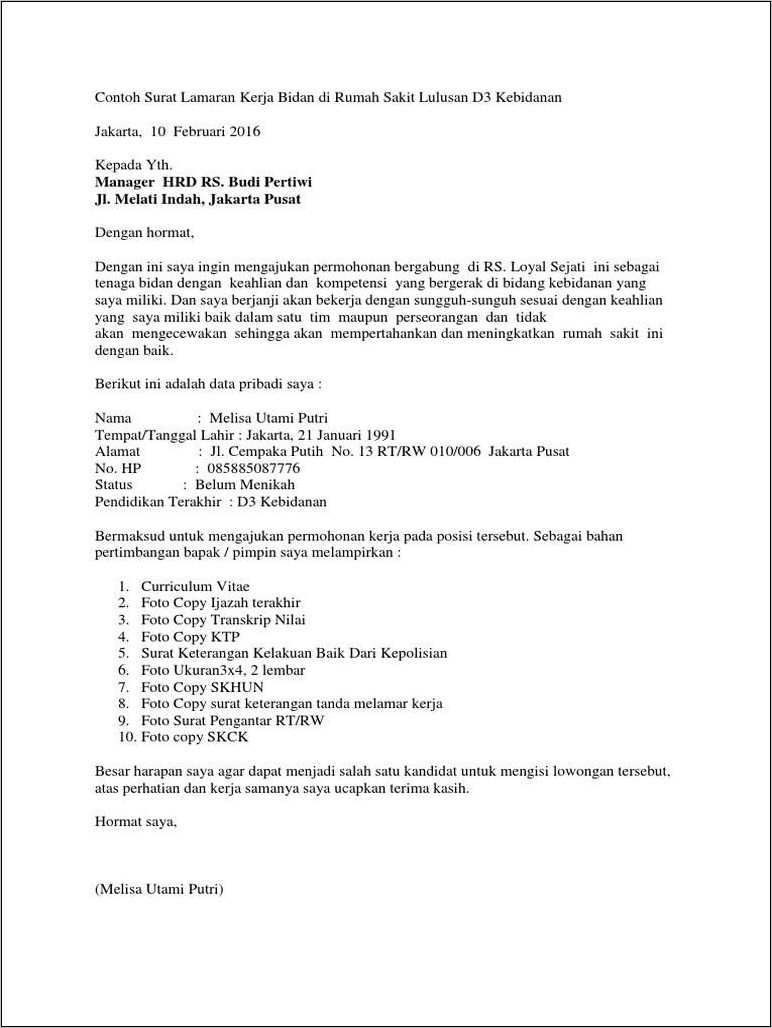 Contoh Surat Pengalaman Kerja Di Rs Siloam Jambi