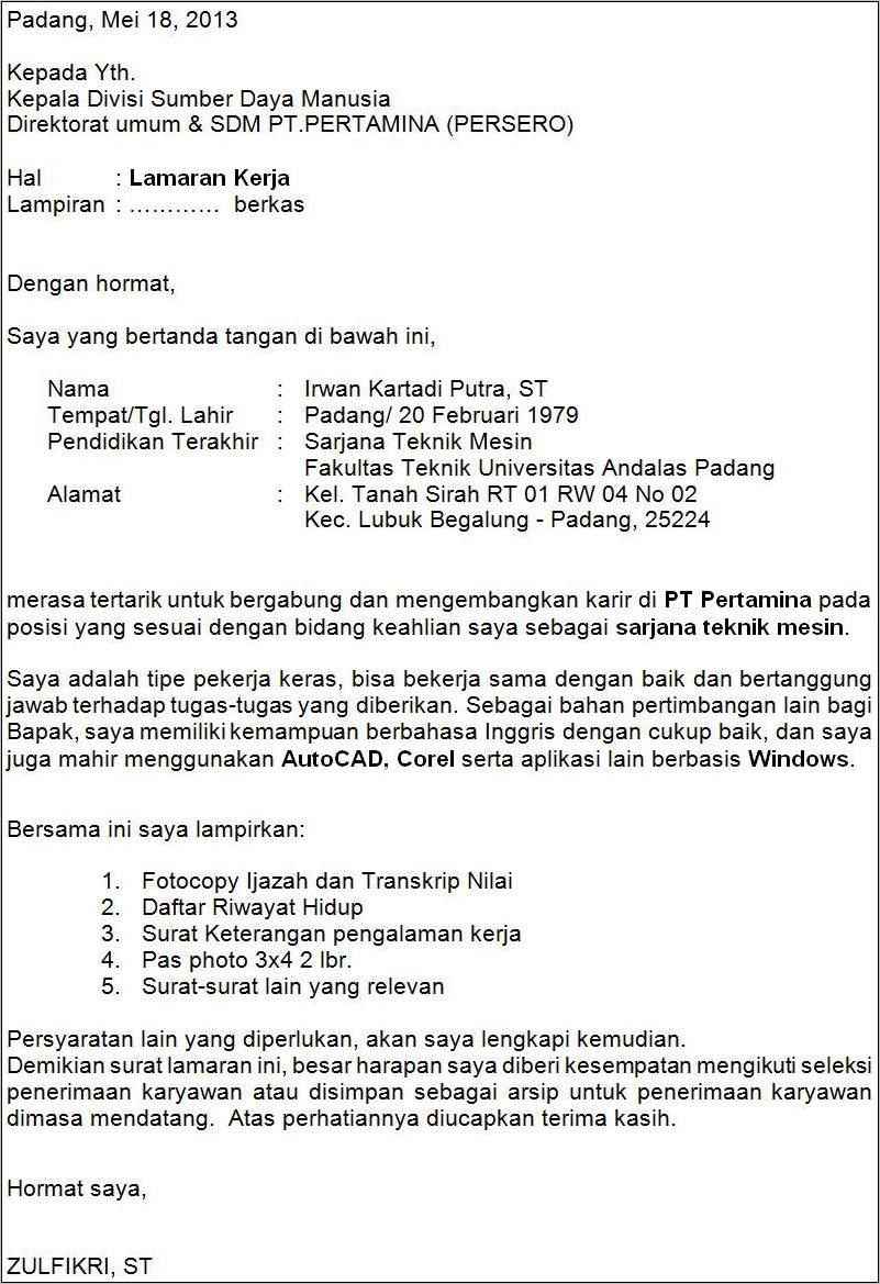 Contoh Surat Pengalaman Kerja Dosen