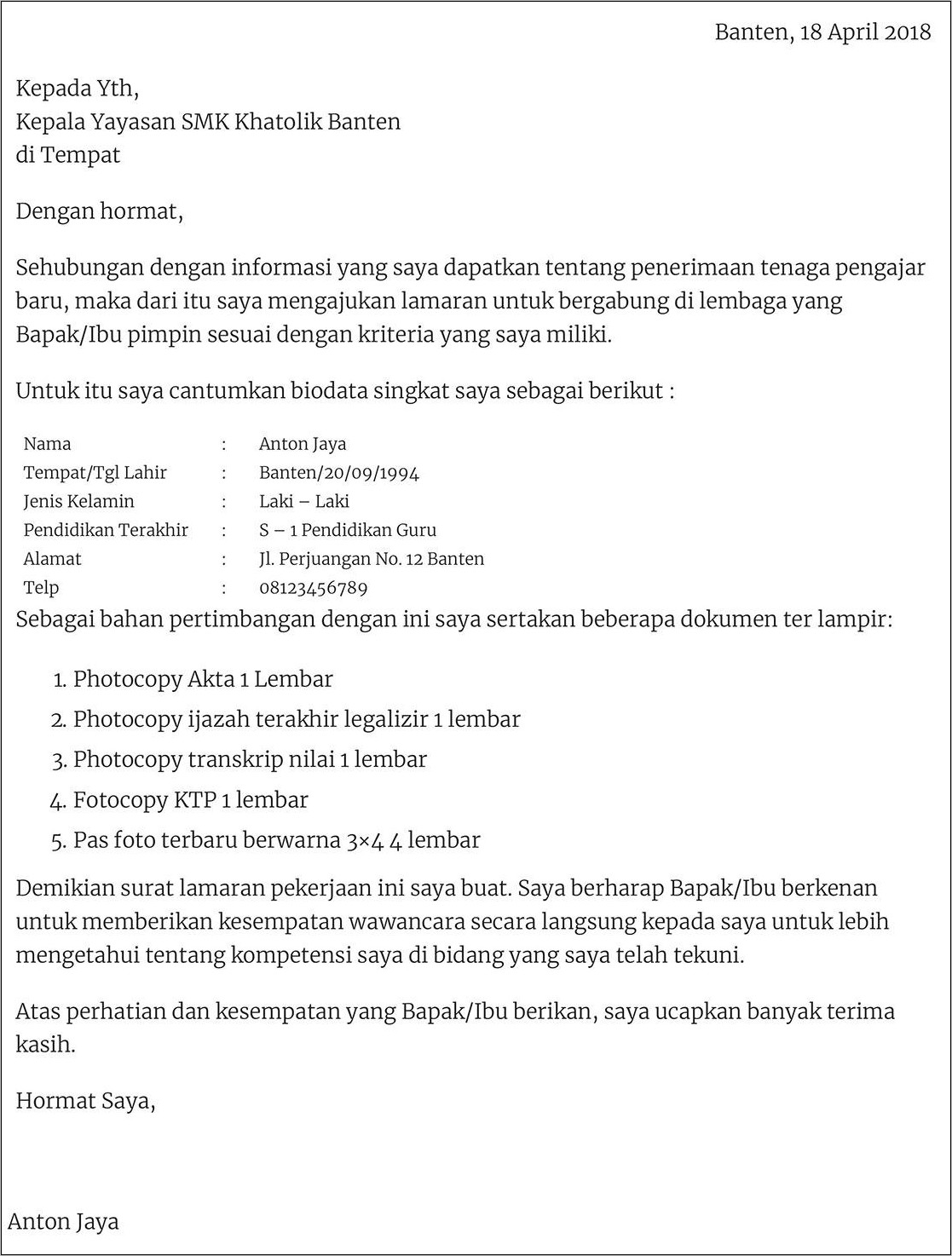 Contoh surat pengalaman kerja guru