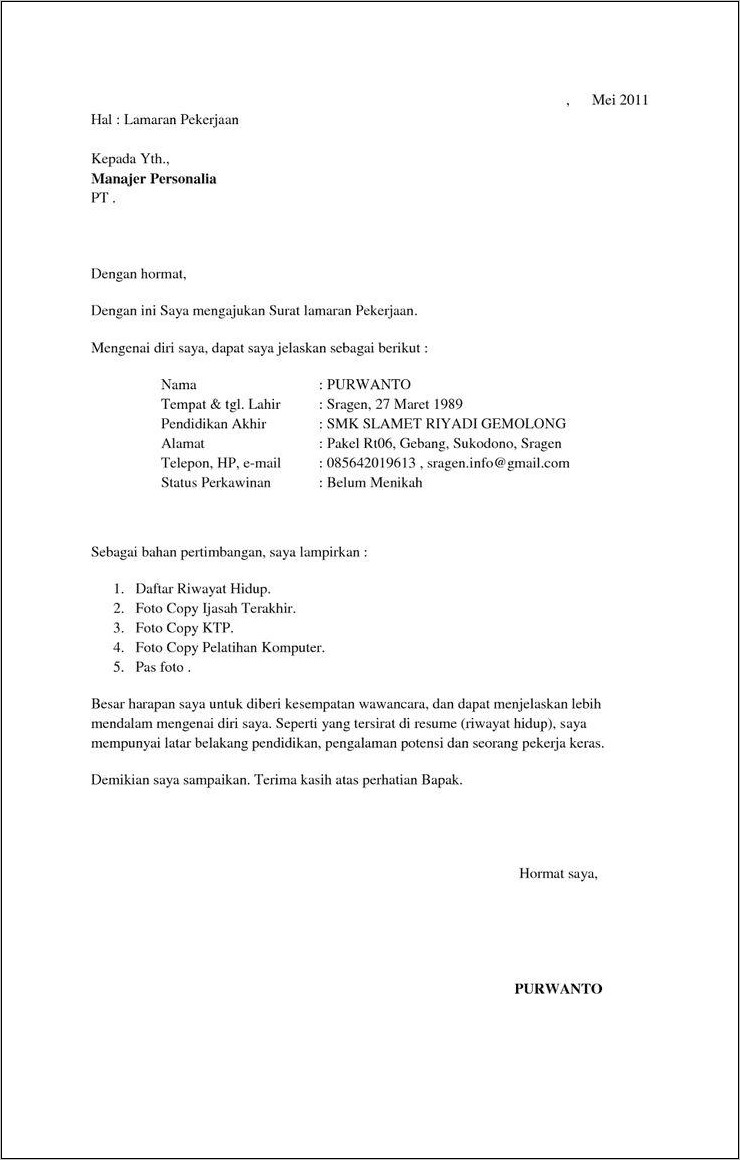 Contoh Surat Pengalaman Kerja Jadi Supir