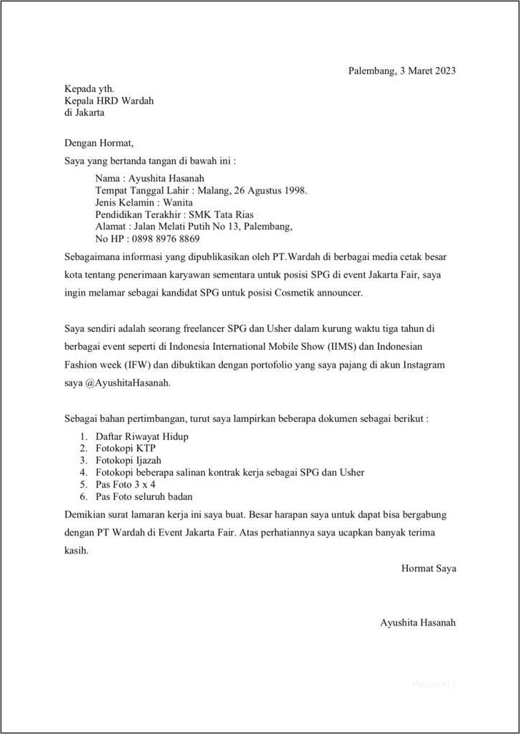 Contoh Surat Pengalaman Kerja Karyawan