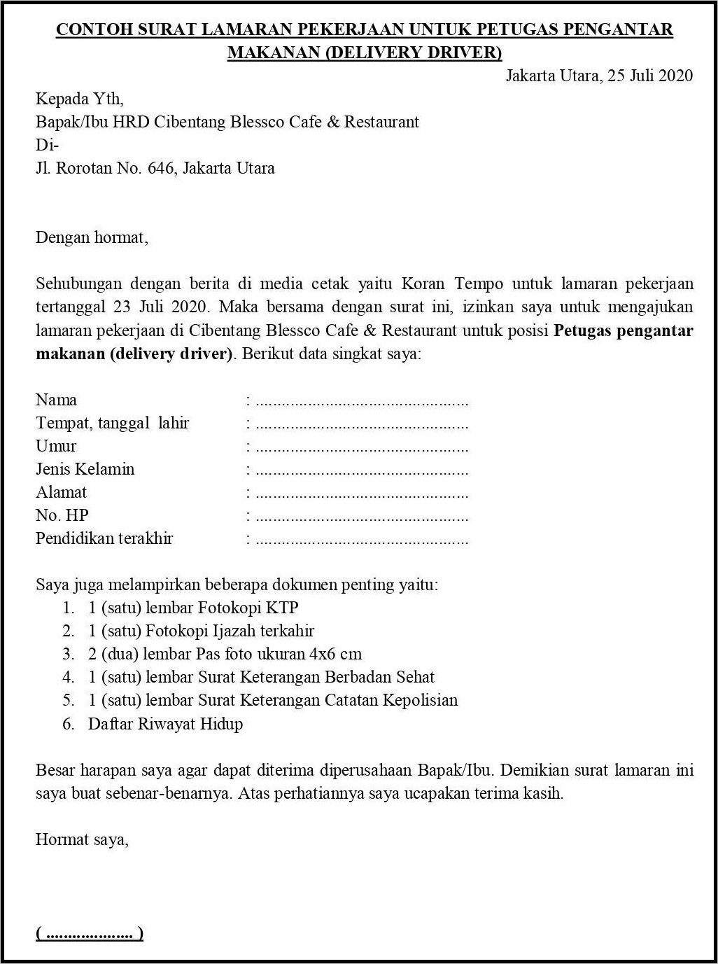 Contoh Surat Pengalaman Kerja Oto Gropu