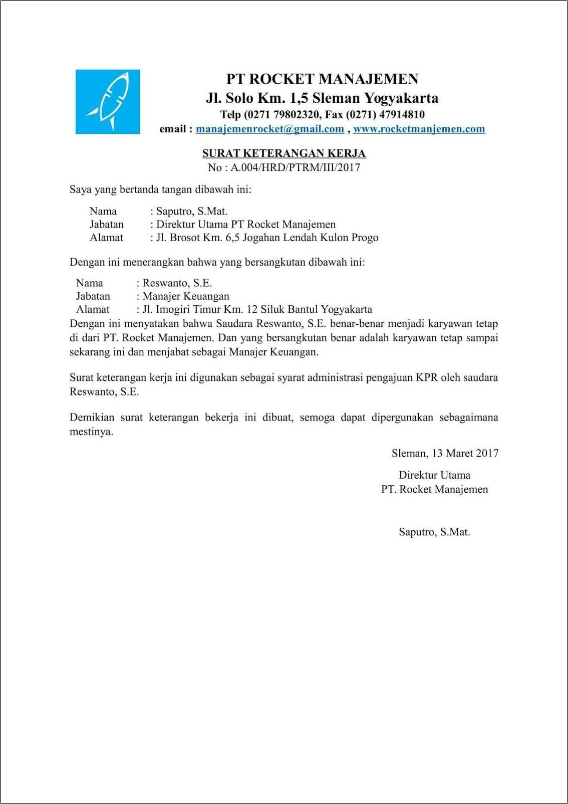 Contoh Surat Pengalaman Kerja Supir Pribadi