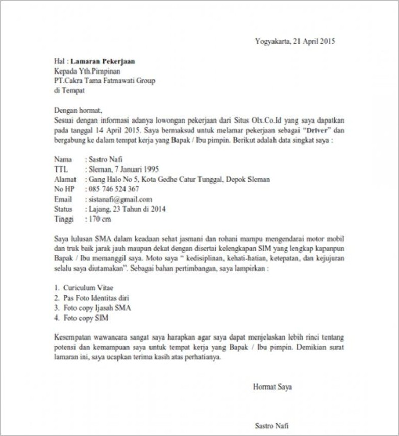 Contoh Surat Pengalaman Kerja Toko
