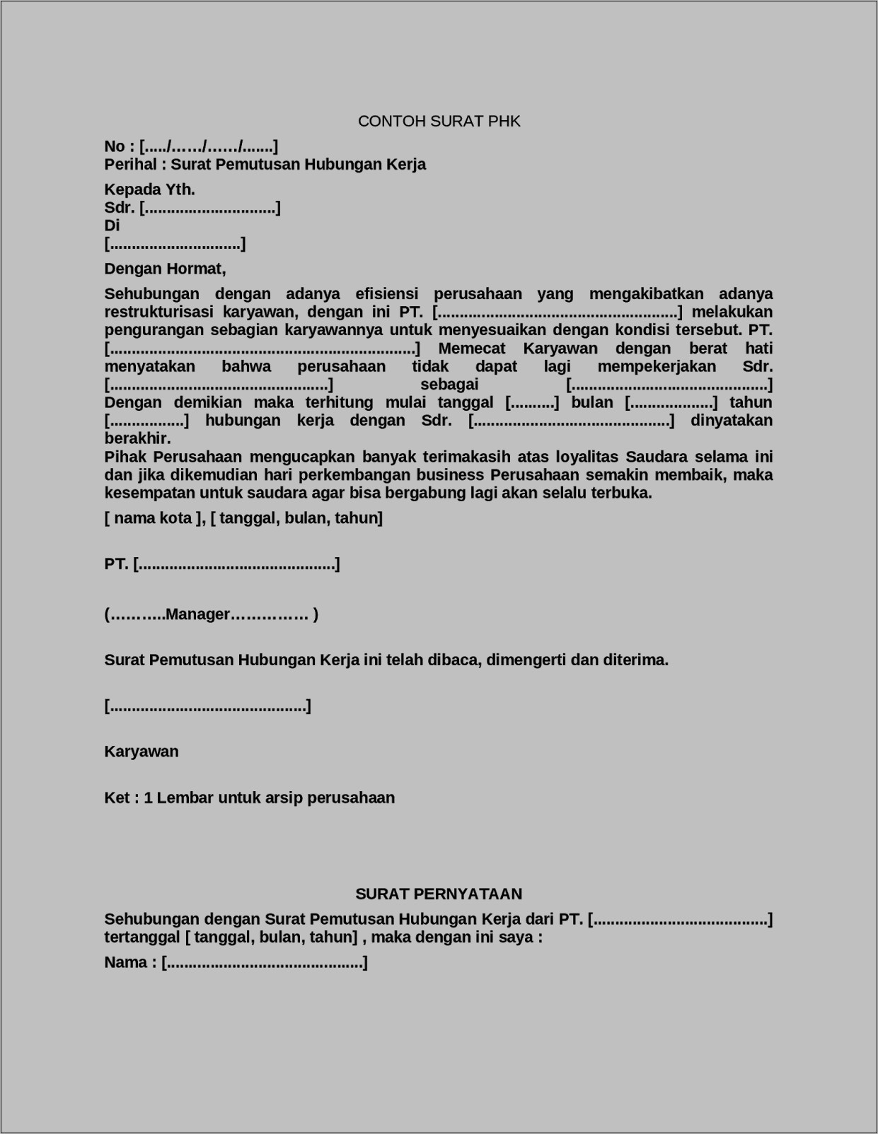 Contoh Surat Pengalaman Kerja Untuk Pengurangankaryawan