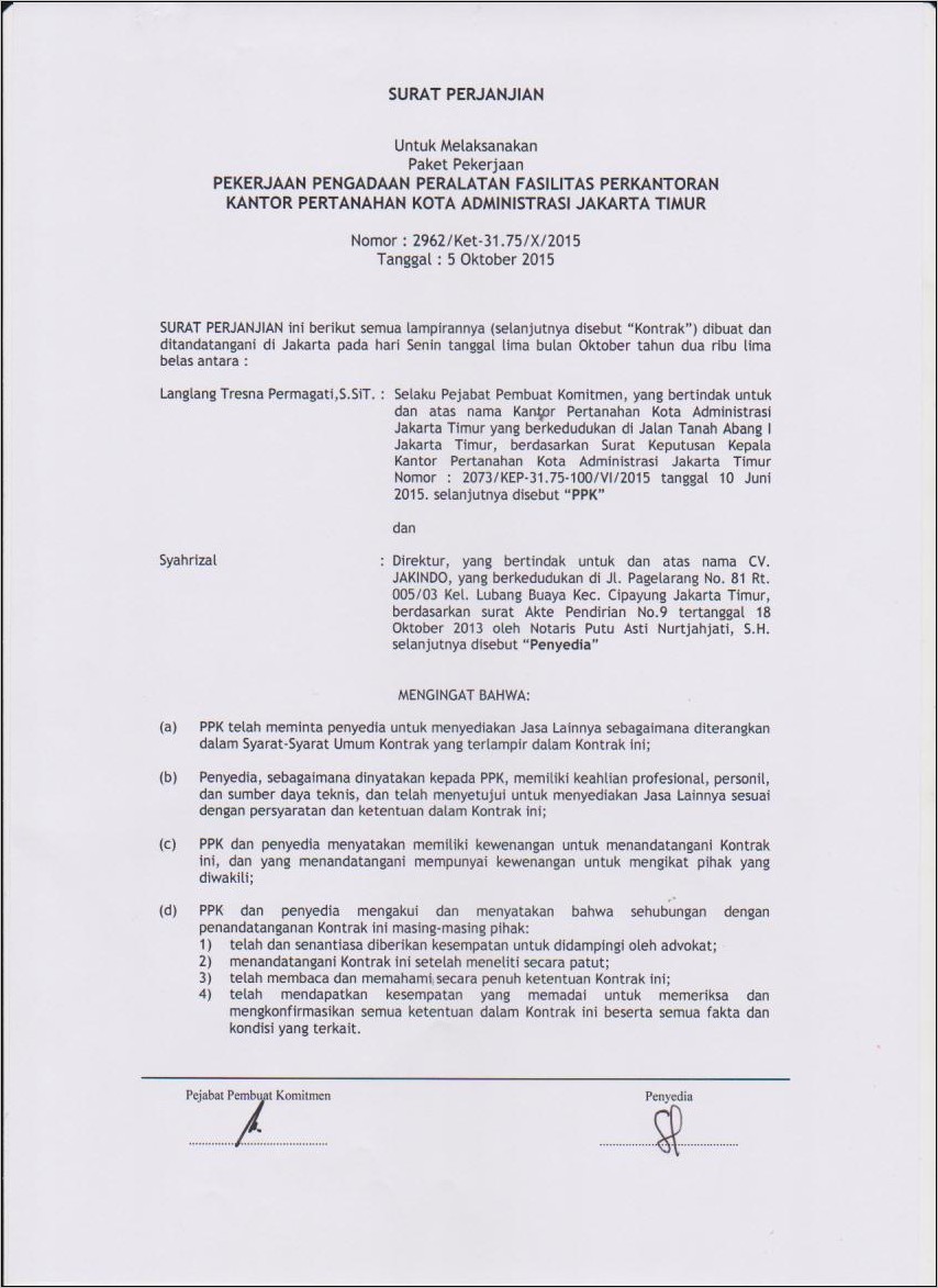 Contoh Surat Pengambilalihan Pekerjaan