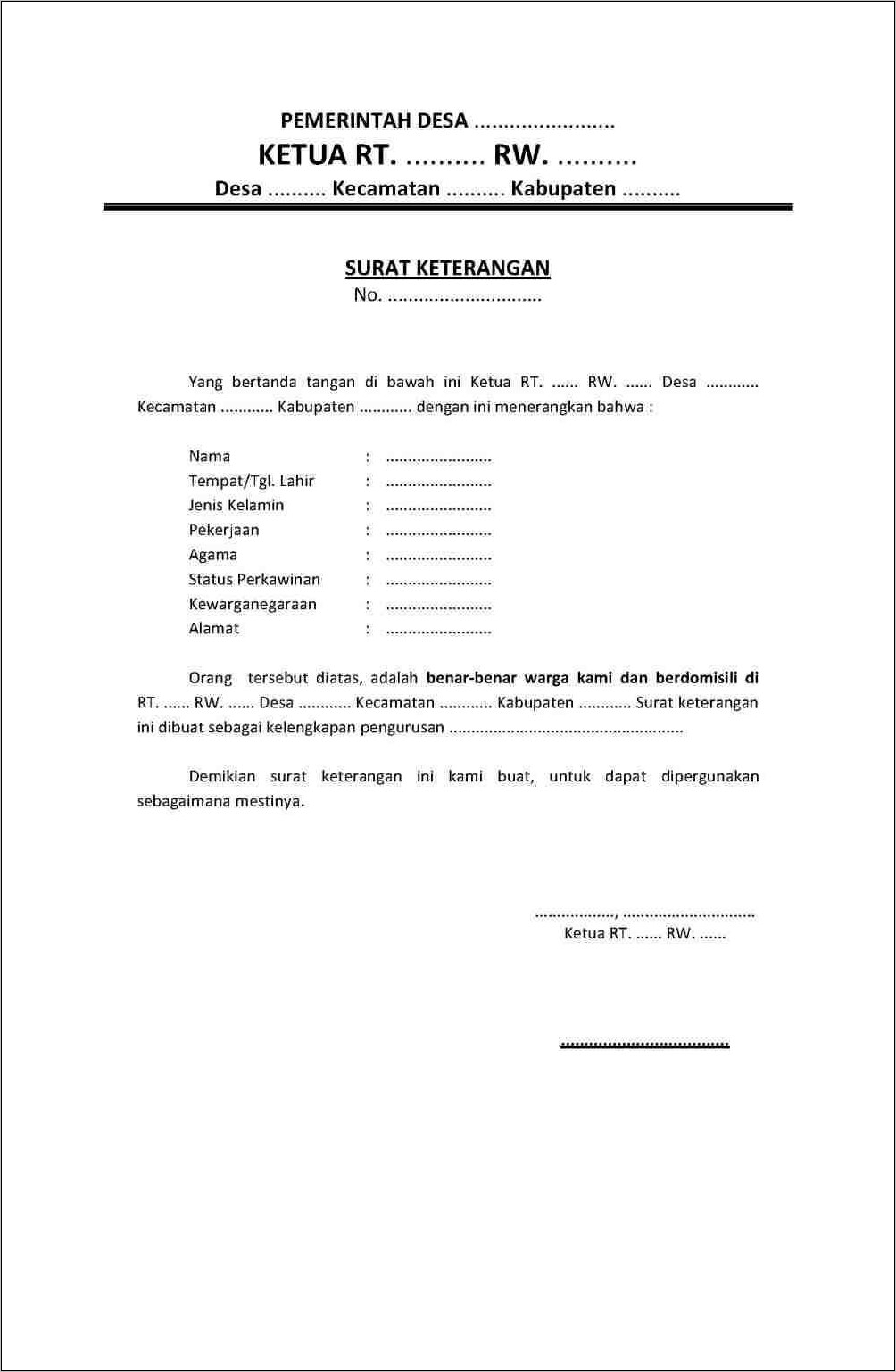 Contoh Surat Pengantar Kerja Dari Desa