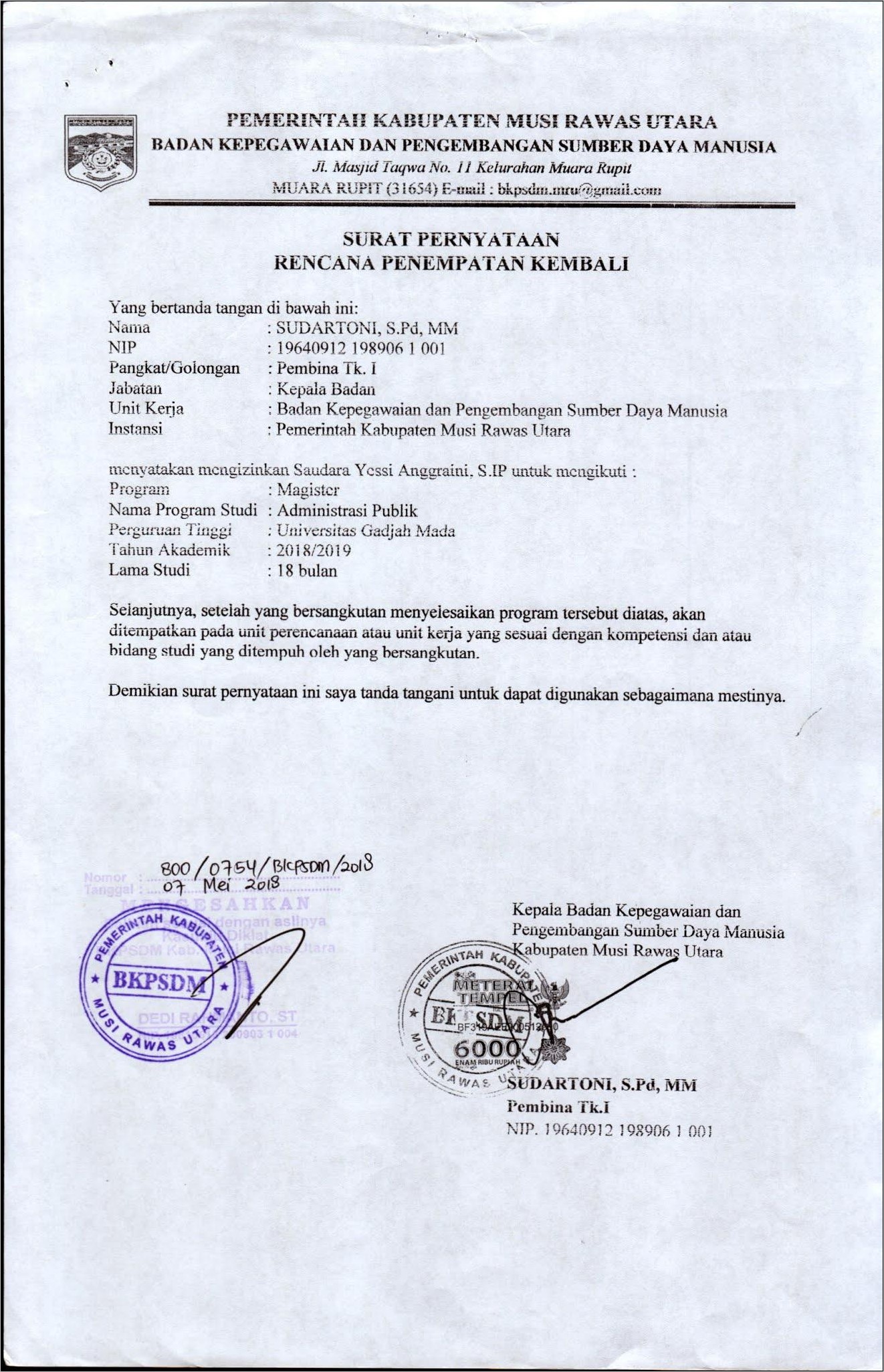 Contoh Surat Pengantar Penempatan Kerja