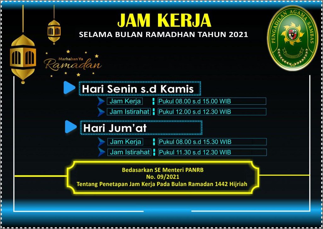 Contoh Surat Pengumumuman Jam Kerja Bulan Puasa